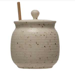 Stoneware Honey Pot and Stick - andoveco