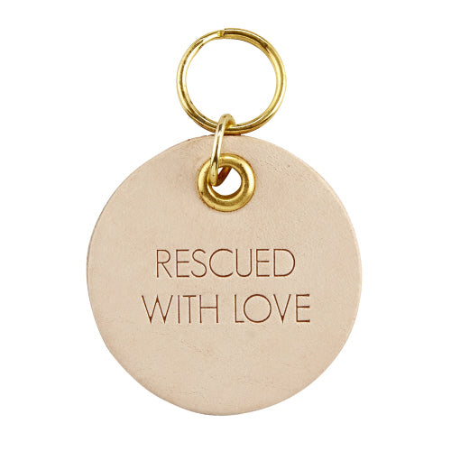 Rescued With Love Leather Pet Tag - andoveco
