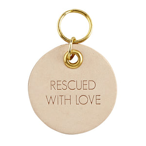 Rescued With Love Leather Pet Tag - andoveco